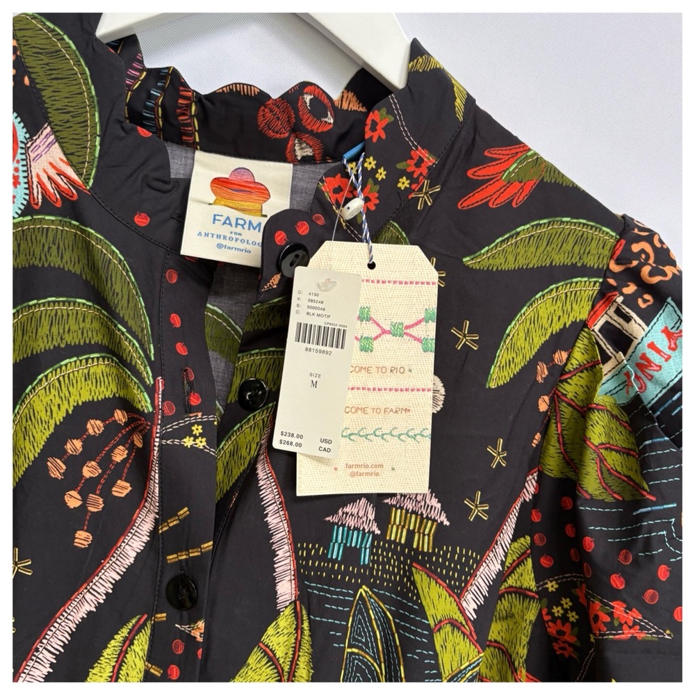 NWT Farm Rio Whimsical Printed Button front Shirt Maxi Dress, M - Picture 8 of 17